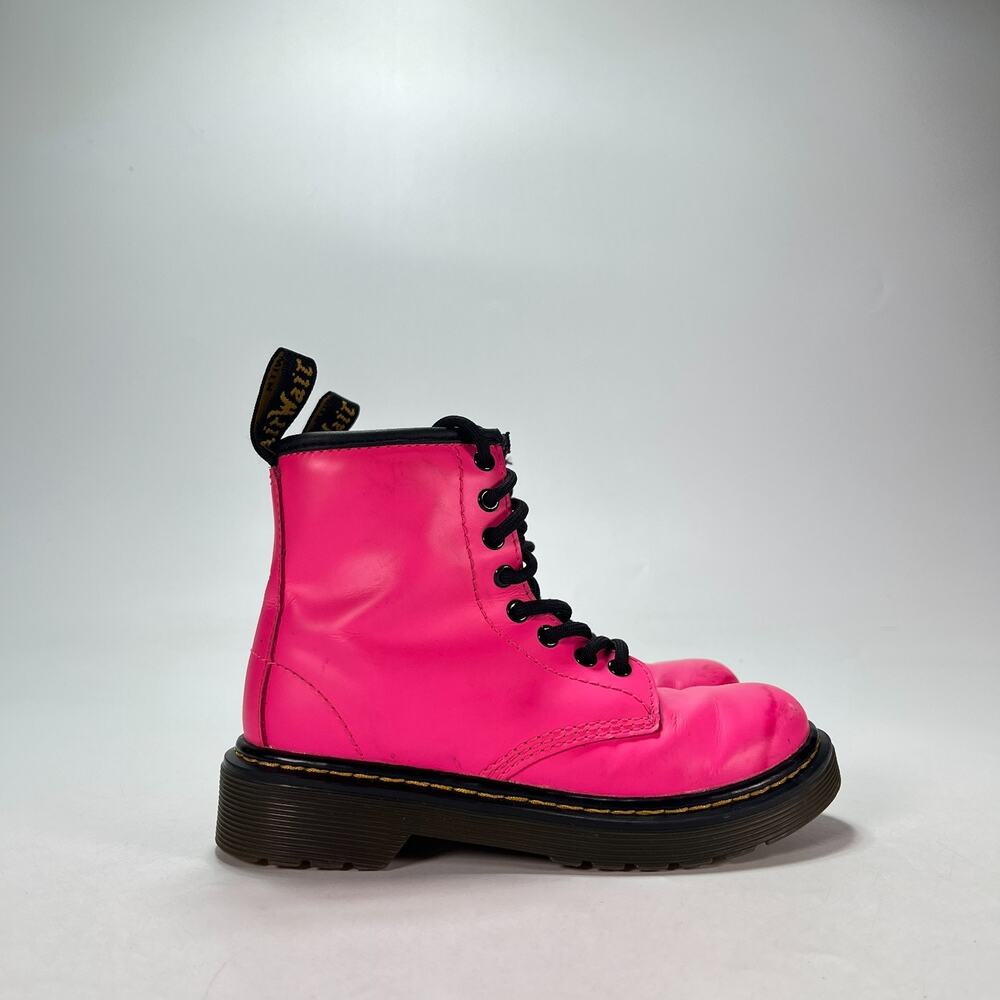 Dr. Martens 1460 Fluorescent Pink Leather Lace Up 8-Eye Ankle Boots Kids Size 12